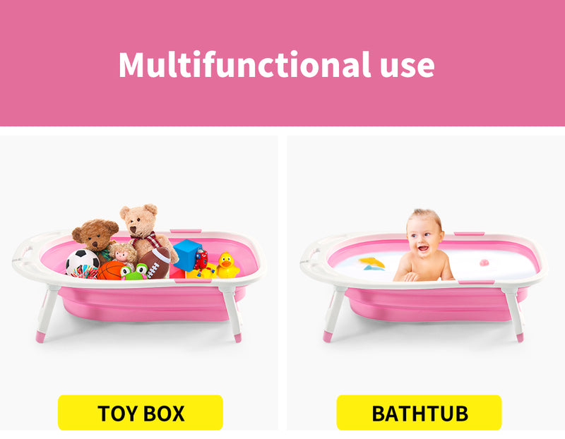 Baby Bath Tub Infant Toddlers Foldable Bathtub Folding Safety Bathing ShowerPink