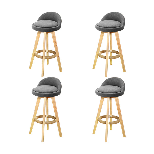 4x Levede Fabric Swivel Bar Stool Kitchen Stool Dining Chair Barstools Grey