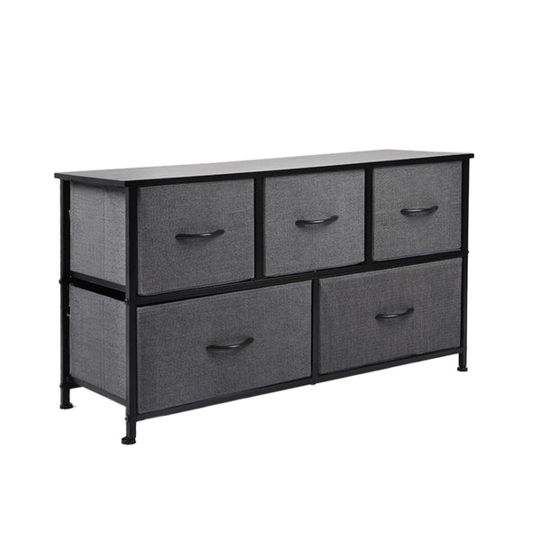 Levede Storage Cabinet Tower Chest of Drawers Dresser Tallboy 5 Drawer Dark Grey