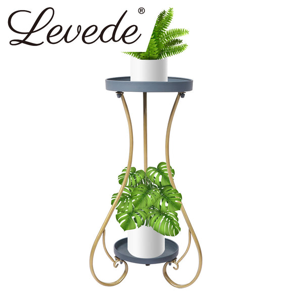 Levede Plant Stand 2 Tiers Outdoor Indoor Metal Flower Pots Rack Garden Shelf