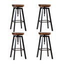 4x Levede Industrial Bar Stools Kitchen Stool Wooden Barstools Swivel Vintage