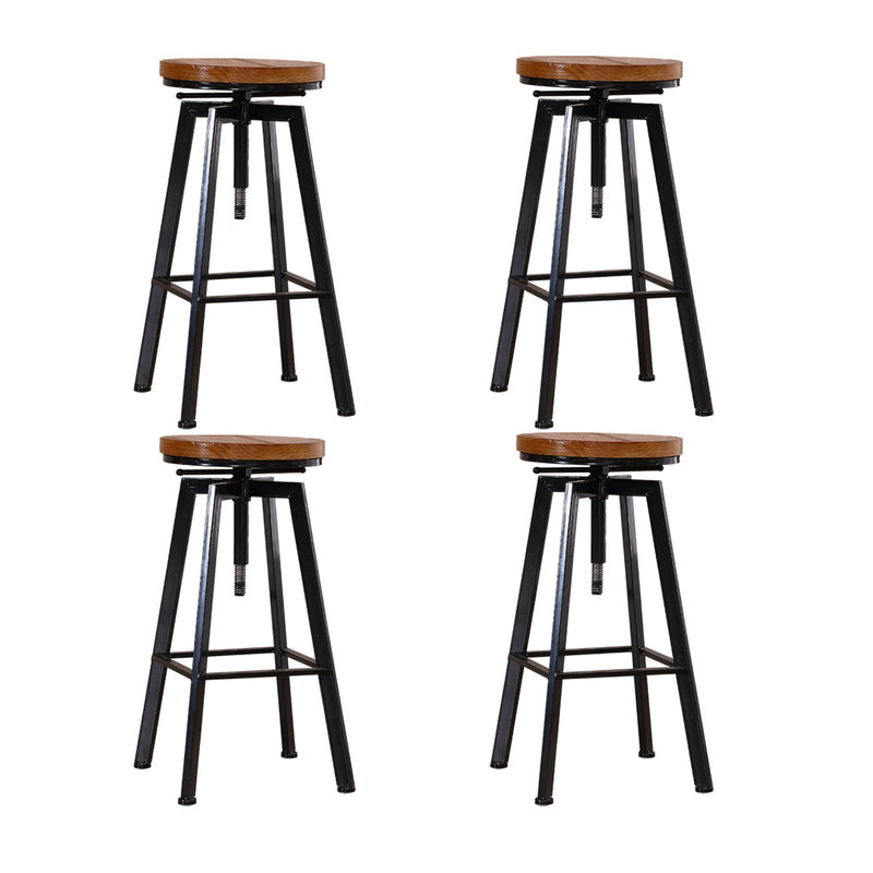 4x Levede Industrial Bar Stools Kitchen Stool Wooden Barstools Swivel Vintage