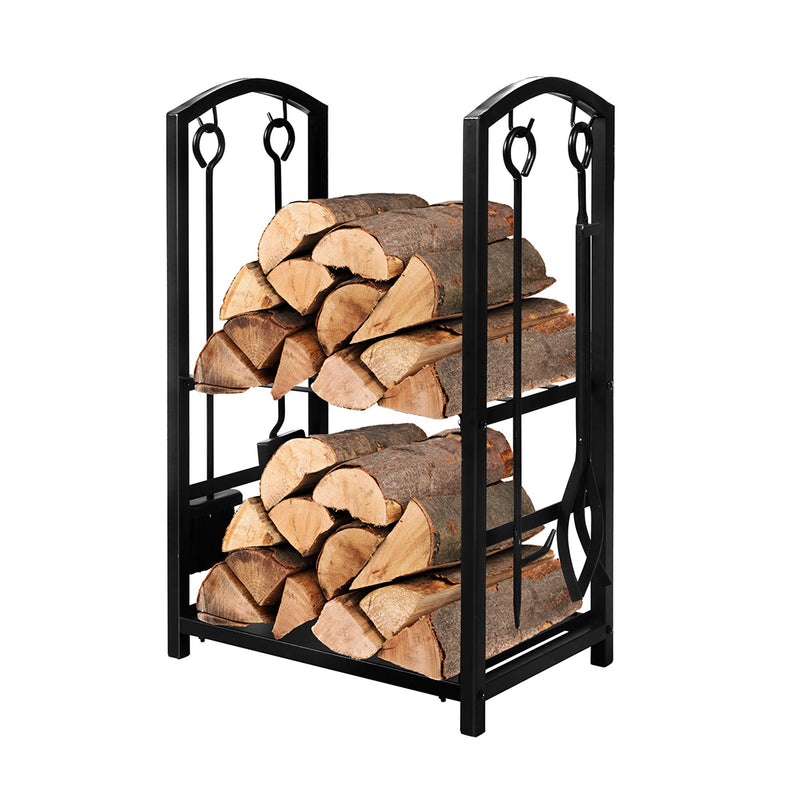 Traderight Firewood Rack 4 Fireplace Tools Log Wood Steel Large Holder Storage