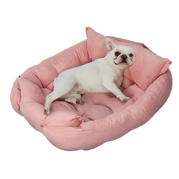 PaWz Pet Bed 2 Way Use Dog Cat Soft Warm Calming Mat Sleeping Kennel Sofa Pink M