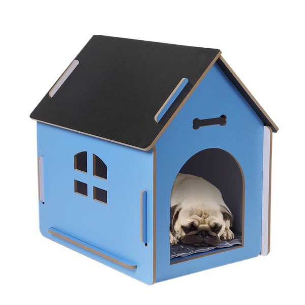 Wooden Dog House Pet Kennel Timber Indoor Cabin Extra Large Blue XL