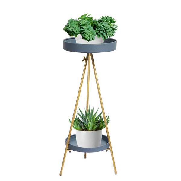 Levede Plant Stand 2 Tiers Outdoor Indoor Metal Flower Pots Rack Garden Gold