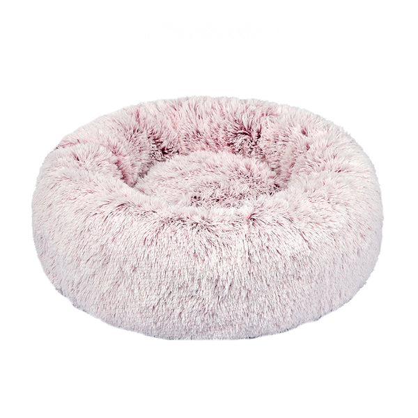 Pet Bed Cat Dog Donut Nest Calming Mat Soft Plush Kennel Pink XL