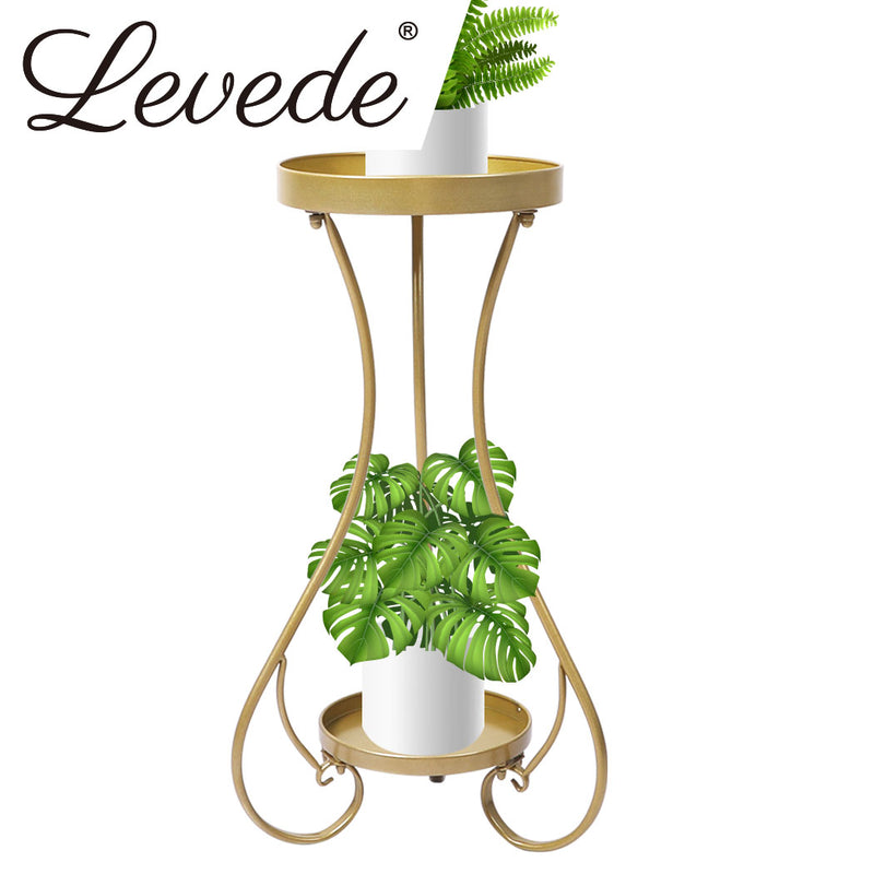 Levede Plant Stand 2 Tiers Outdoor Indoor Metal Flower Pots Rack Garden Shelf