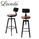 Levede 4x Industrial Bar Stools Chairs Kitchen Stool Wooden Barstools Swivel