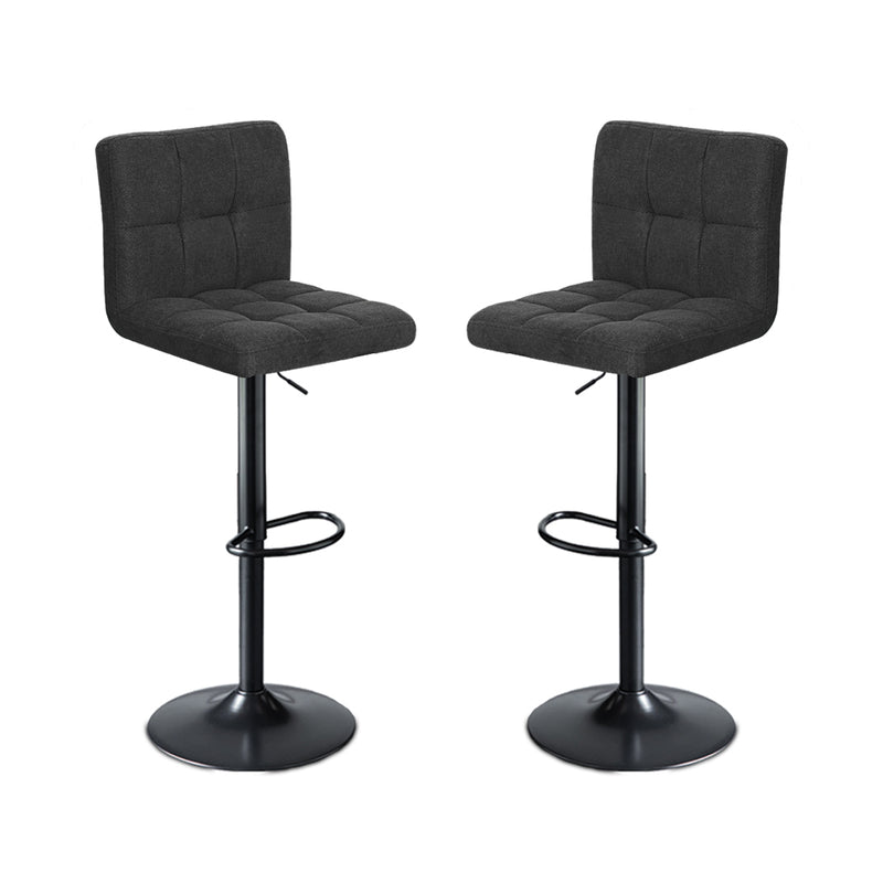 Levede 2x Kitchen Bar Stools Gas Lift Chairs 360 Swivel Steel Grey Li