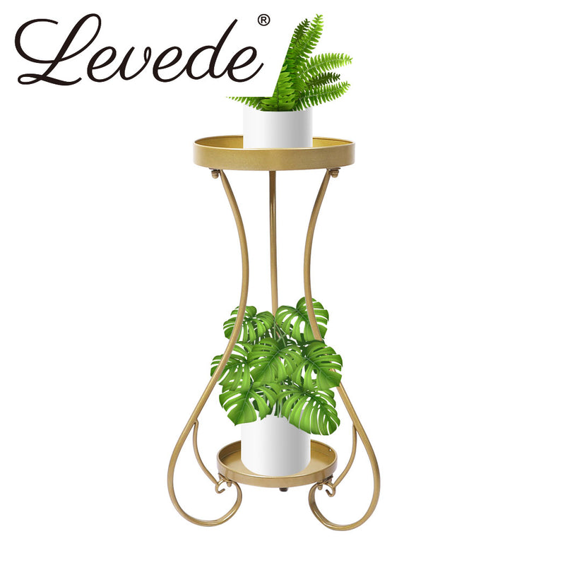 Levede Plant Stand 2 Tiers Outdoor Indoor Metal Flower Pots Rack Garden Shelf