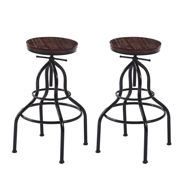 2x Bar Stools Stool Swivel Gas Lift Kitchen Wooden Dining Chair Chairs Barstools