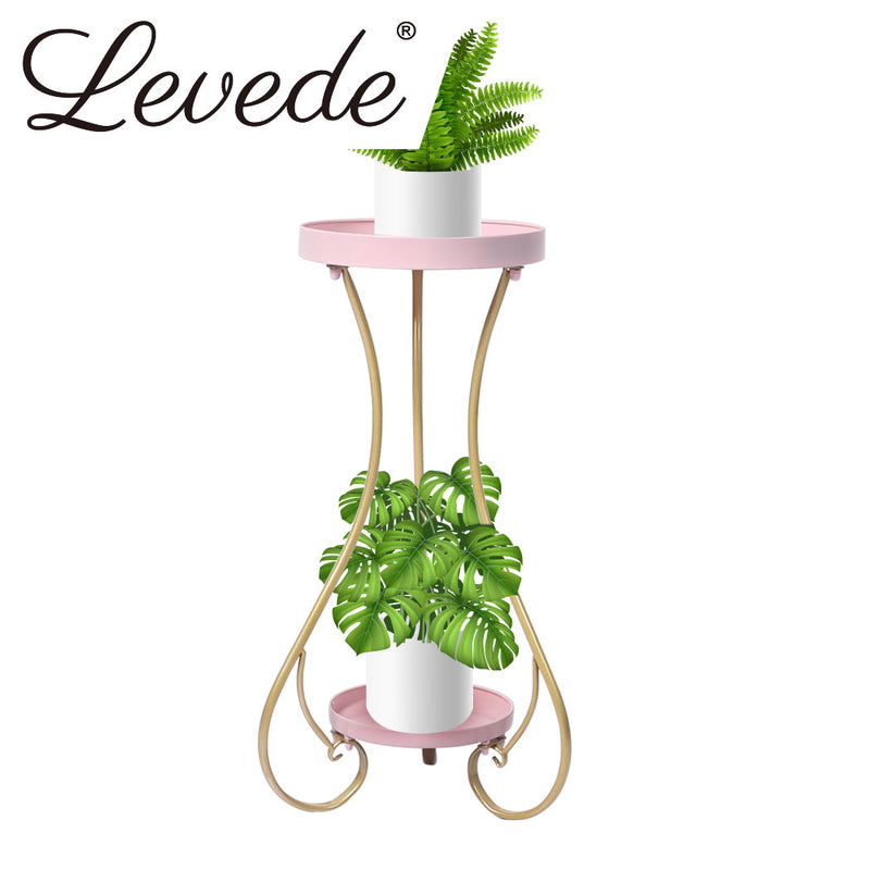 Levede Plant Stand 2 Tiers Outdoor Indoor Metal Flower Pots Rack Garden Shelf