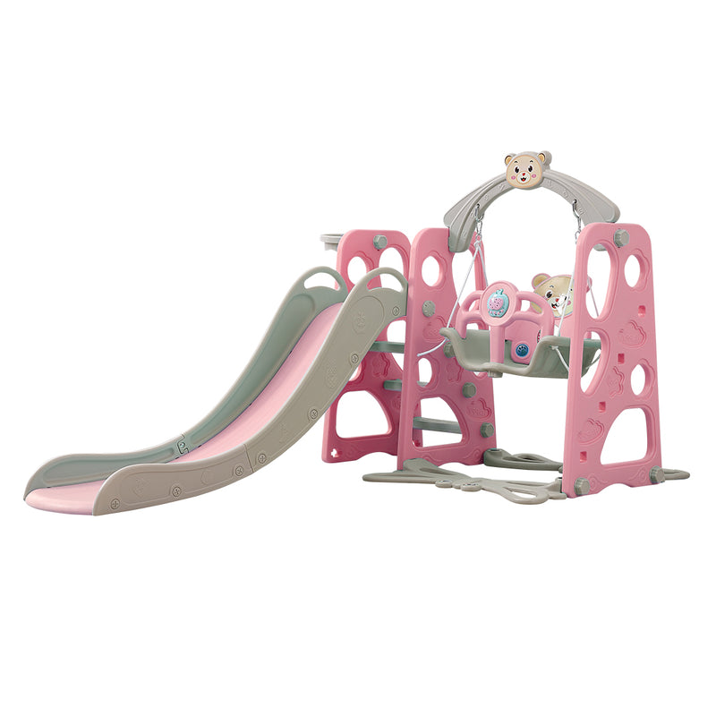 BoPeep Kids Slide Swing Basketball Ring Activity Center Toddlers Play Set Pink