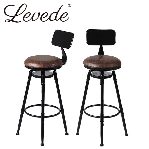 Levede 4x Industrial Bar Stools Kitchen Stool PU Leather Barstools Chairs