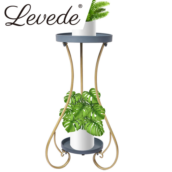 Levede Plant Stand 2 Tiers Outdoor Indoor Metal Flower Pots Rack Garden Shelf