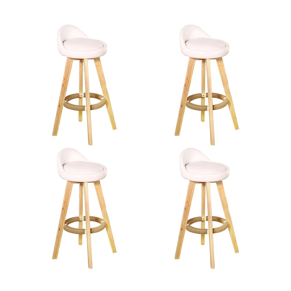 4x Levede Leather Swivel Bar Stool Kitchen Stool Dining Chair Barstools Cream