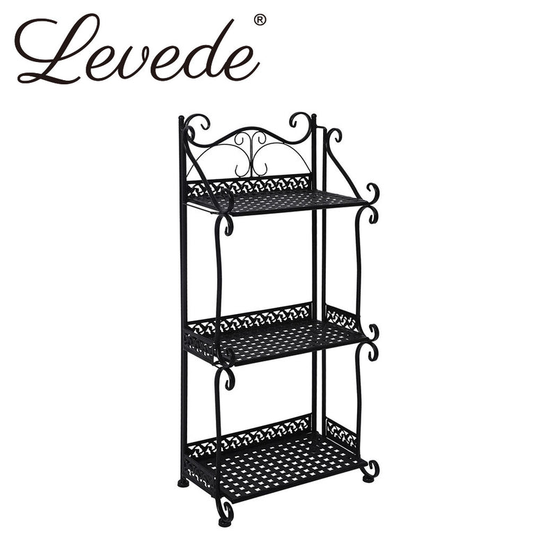 Levede Plant Stand 3 Tiers Outdoor Indoor Metal Flower Pots Rack Garden Shelf