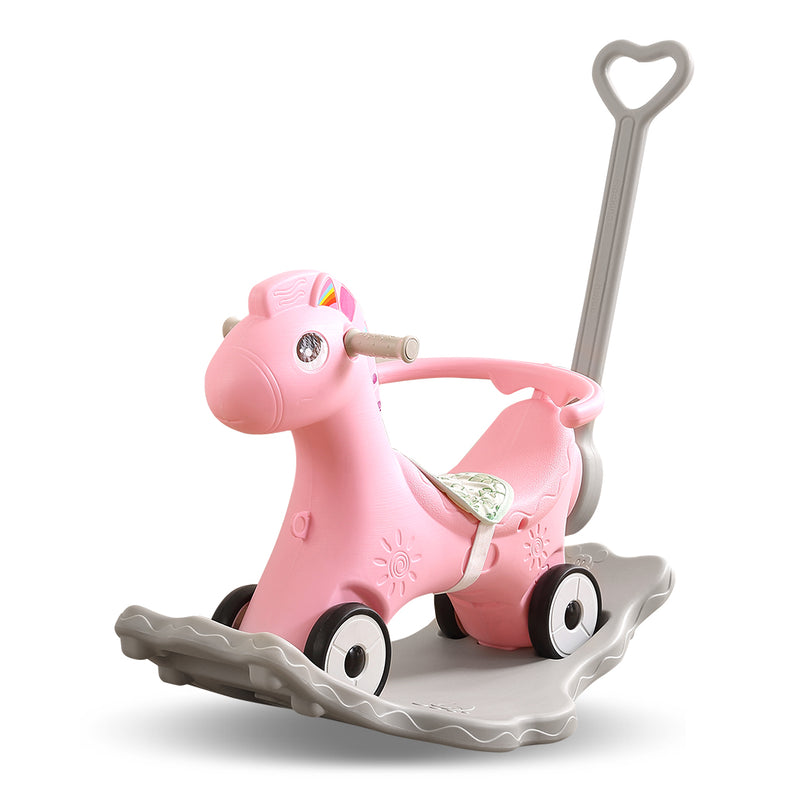 BoPeep Kids 4-in-1 Rocking Horse Toddler Baby Horses Ride On Toy Rocker Pink