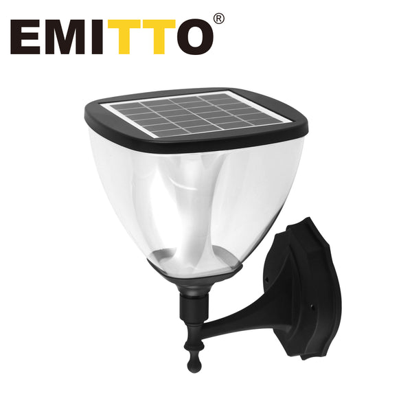 EMITTO LED Solar Powered Light Garden Pathway Wall Lamp Landscape Yard Outdoor