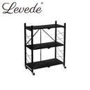 Levede Foldable Storage Shelf Display Rack Bookshelf Bookcase Wheel Collapsible