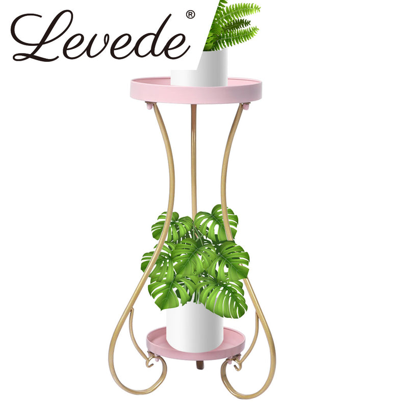 Levede Plant Stand 2 Tiers Outdoor Indoor Metal Flower Pots Rack Garden Shelf