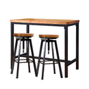Levede 3pc Industrial Pub Table Bar Stools Wood Chair Set Home Kitchen Furniture