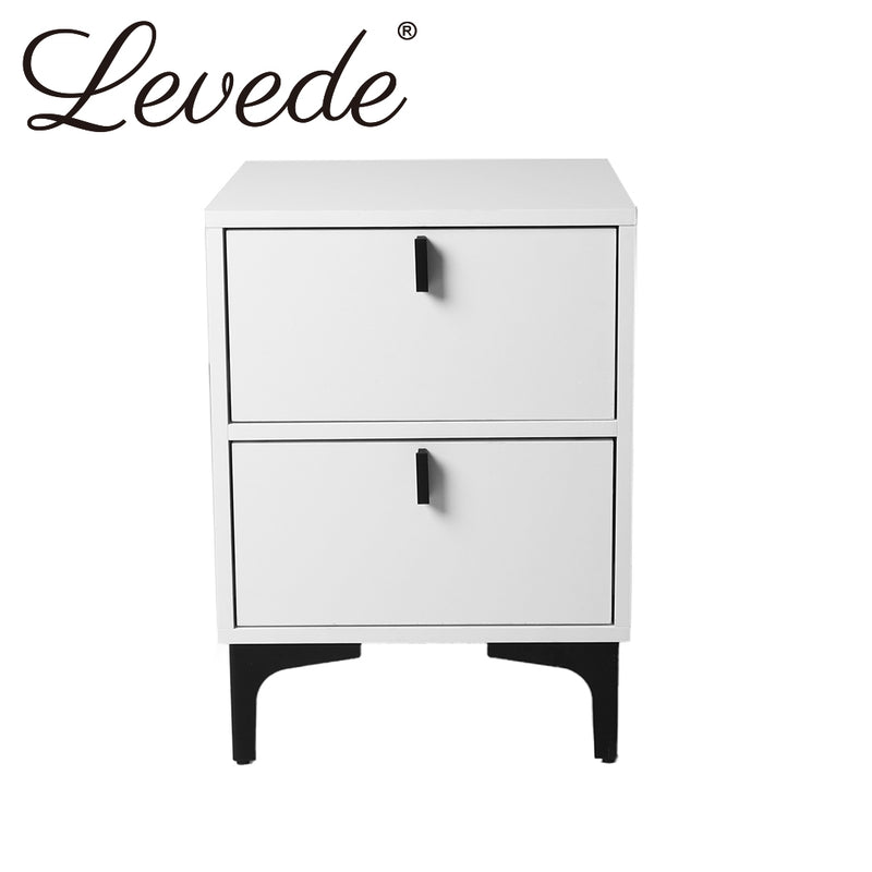 Levede Bedside Tables Side Table Bedroom Nightstand 2 Drawers Storage Cabinet