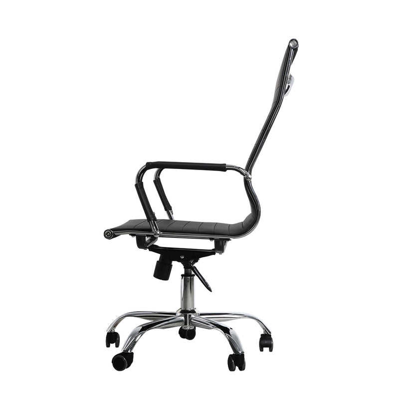 Office Chair Gaming Chair Home Work Study PU Mat Seat High-Back Computer Black