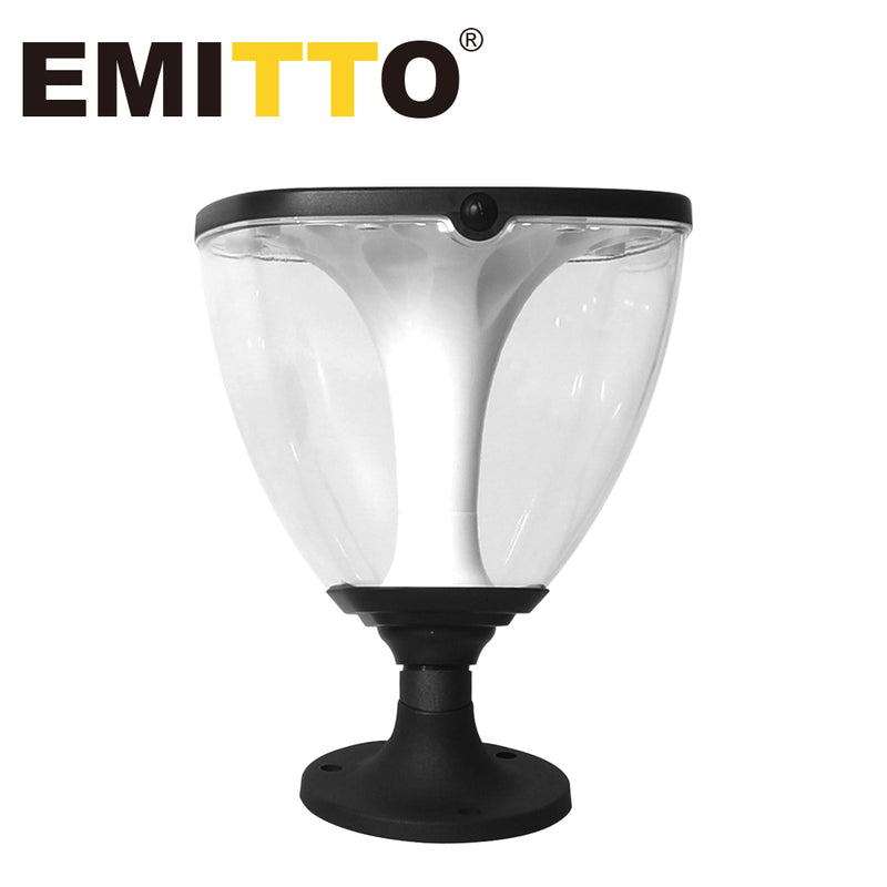 EMITTO LED Solar Powered Pillar Night Light Patio Garden Yard Fence Outdoor Lamp