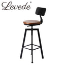 Levede 4x Industrial Bar Stools Chairs Kitchen Stool Wooden Barstools Swivel