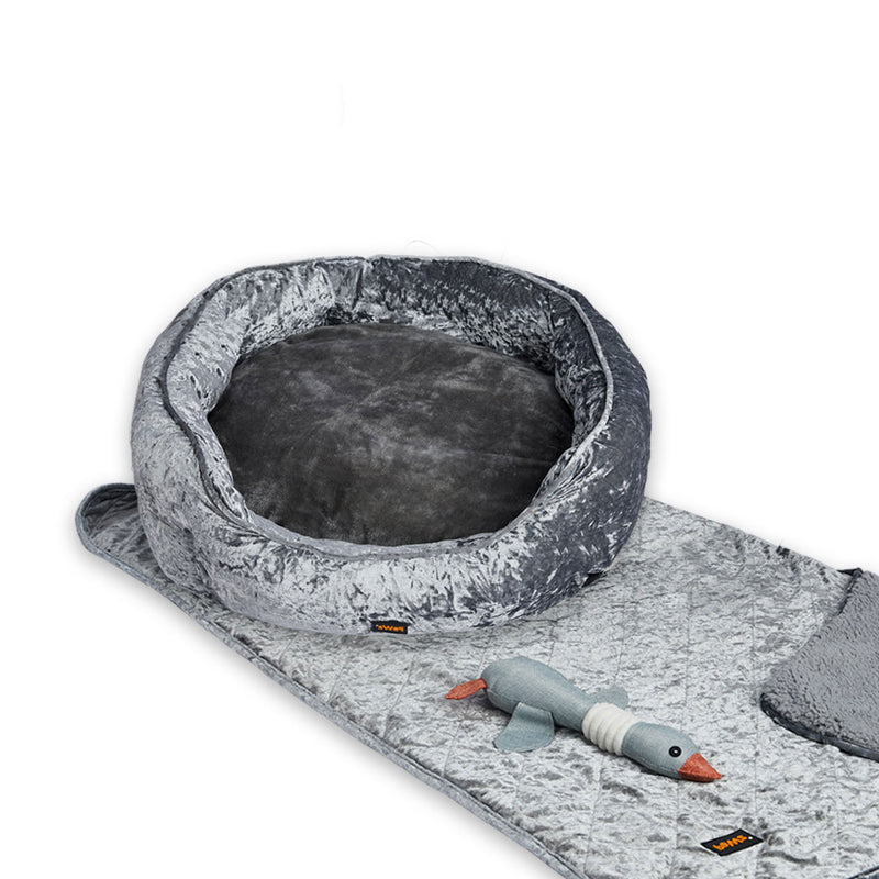 PaWz Pet Bed Set Dog Cat Quilted Blanket Squeaky Toy Calming Warm Soft Nest Grey XL