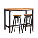 Levede 3pc Industrial Pub Table Bar Stools Wood Chair Set Home Kitchen Furniture
