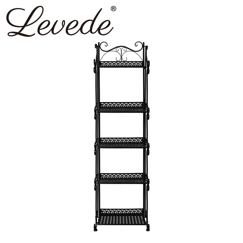 Levede Plant Stand 5 Tiers Outdoor Indoor Metal Flower Pots Rack Garden Shelf