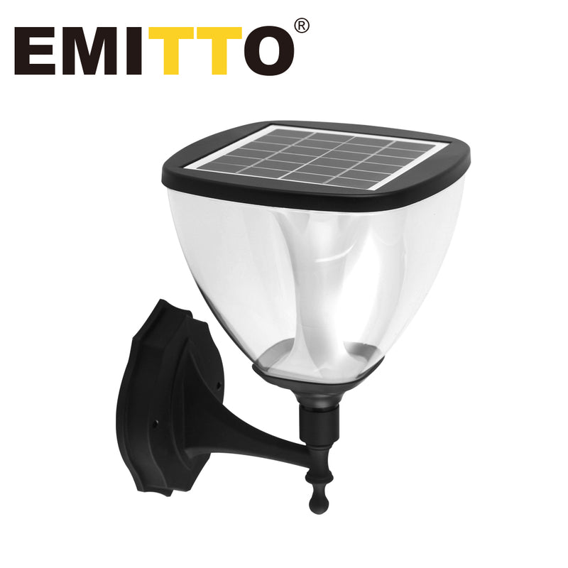 EMITTO LED Solar Powered Light Garden Pathway Wall Lamp Landscape Yard Outdoor