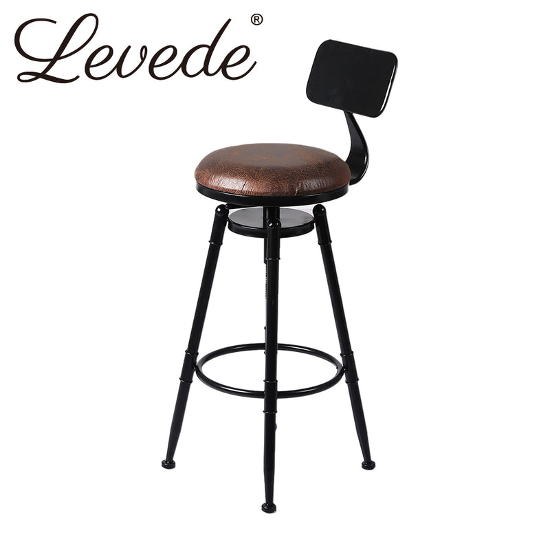 Levede 2x Industrial Bar Stools Kitchen Stool PU Leather Barstools Chairs