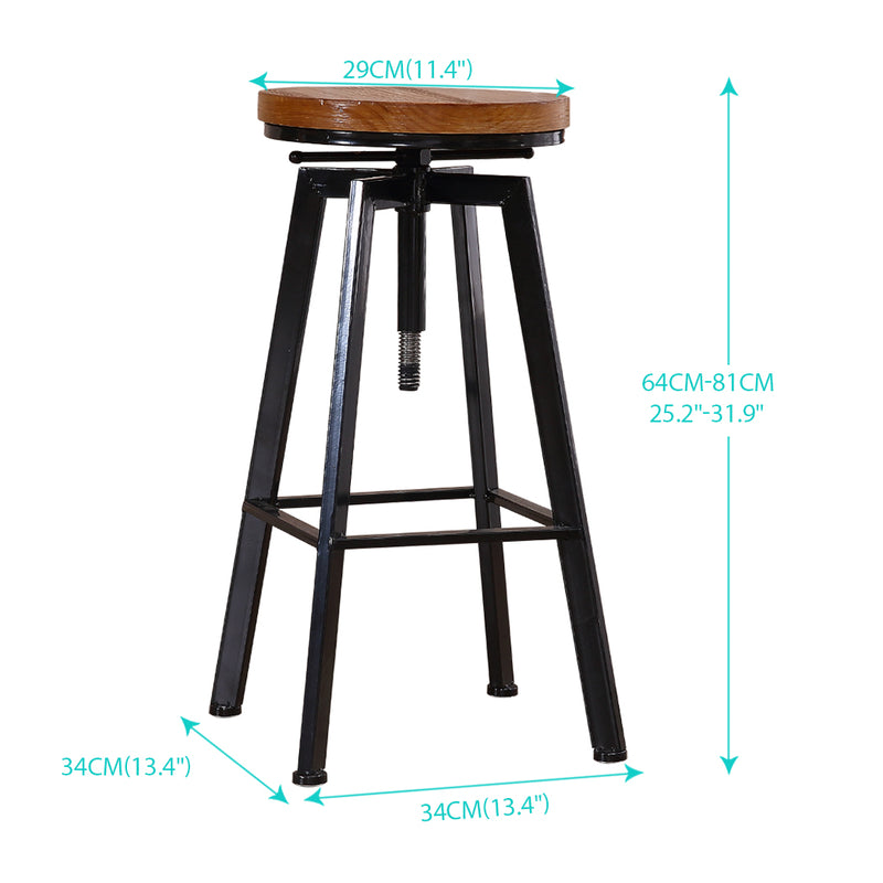 4x Levede Industrial Bar Stools Kitchen Stool Wooden Barstools Swivel Vintage