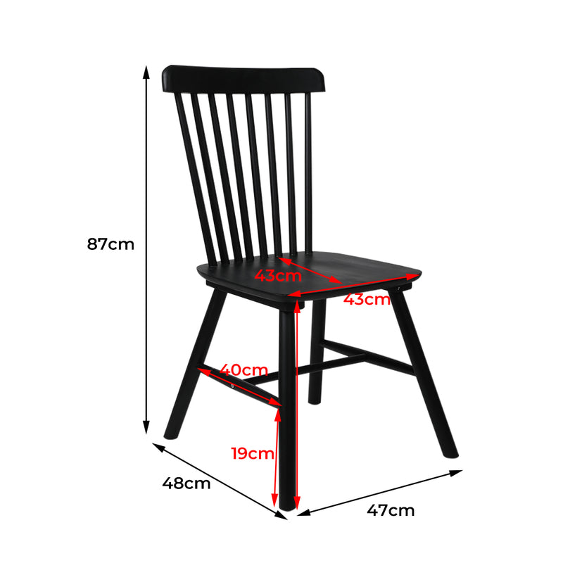 Set of 2 Dining Chairs Side Chair Replica Kitchen Wood Furniture Black