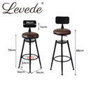 Levede 4x Industrial Bar Stools Kitchen Stool PU Leather Barstools Chairs