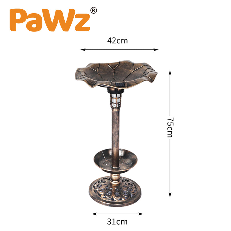 PaWz Bird Bath Feeder Feeding Food Station Ornamental Solar Light Outdoor Garden