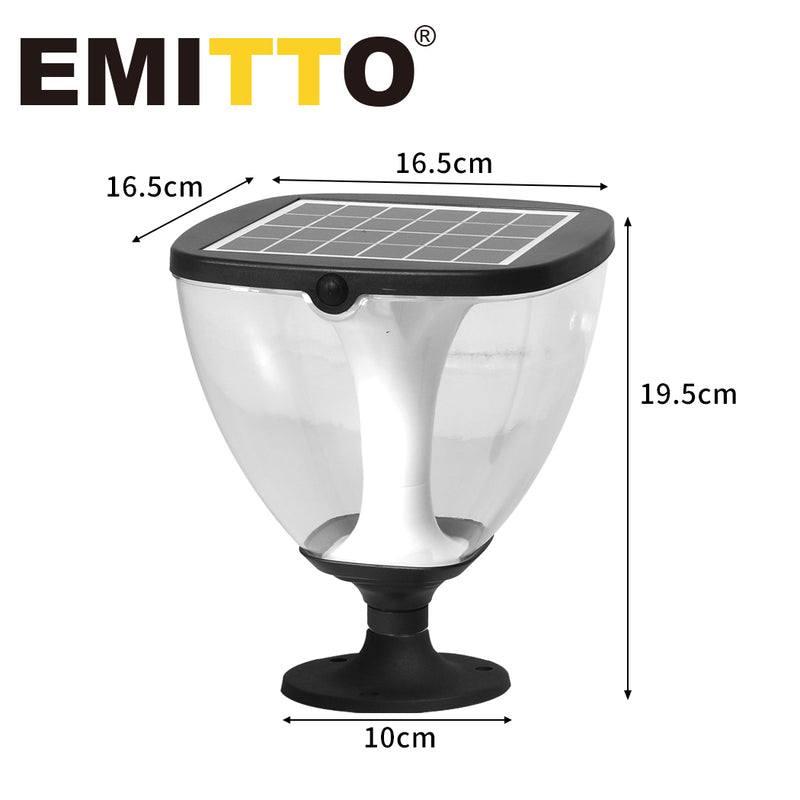 EMITTO LED Solar Powered Pillar Night Light Patio Garden Yard Fence Outdoor Lamp