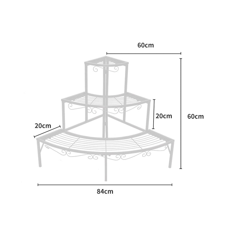 Levede Outdoor Indoor Pot Plant Stand Garden Metal 3 Tier Planter Corner Shelf