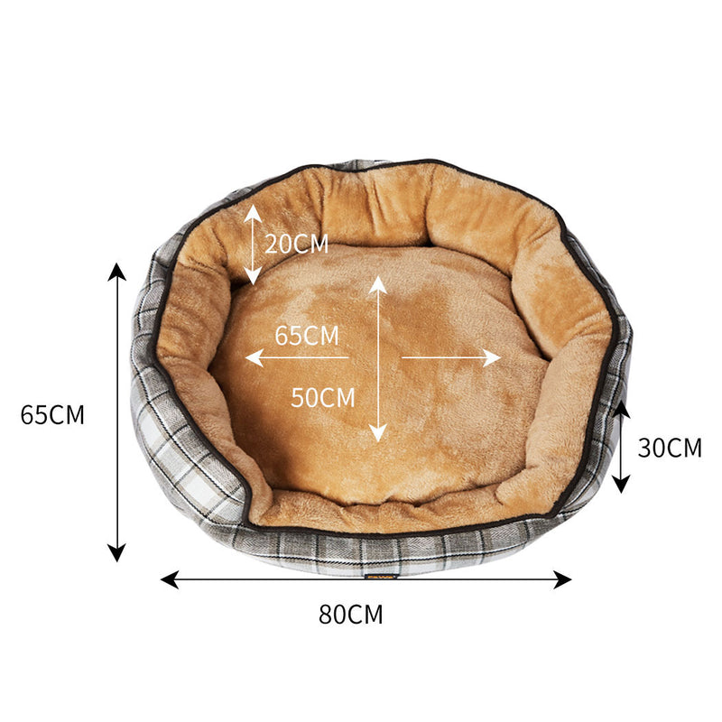 PaWz Pet Bed Set Dog Cat Quilted Blanket Squeaky Toy Calming Warm Soft Nest Checkered L