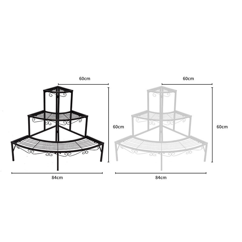 Levede Outdoor Indoor Pot Plant Stand Garden Metal 3 Tier Planter Corner Shelf