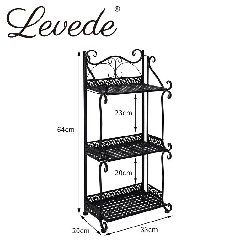 Levede Plant Stand 3 Tiers Outdoor Indoor Metal Flower Pots Rack Garden Shelf