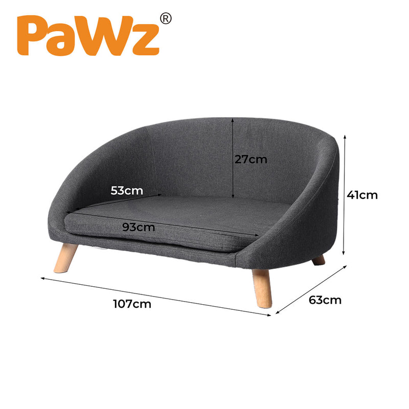 PaWz Luxury Pet Sofa Chaise Lounge Sofa Bed Cat Dog Beds Couch Sleeper Soft Grey