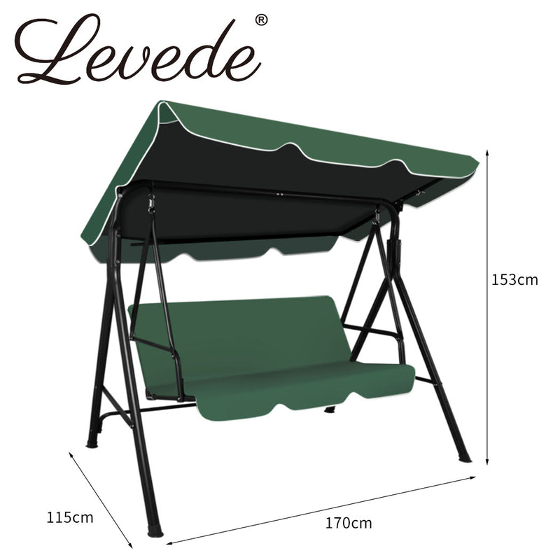 Levede Swing Chair Hammock Outdoor Furniture Garden Canopy Cushion Bench Green