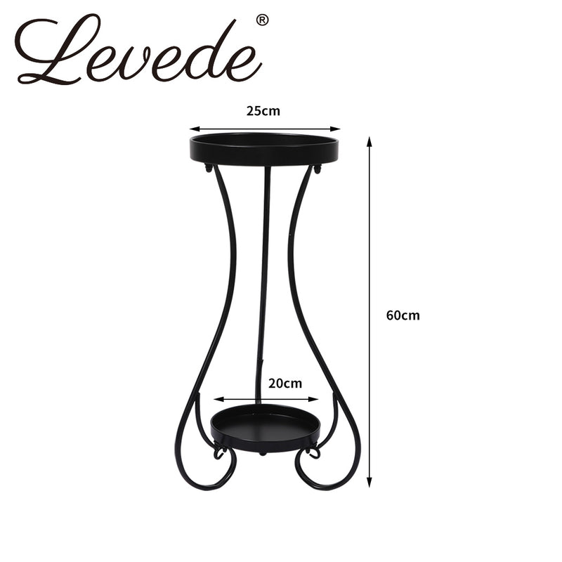 Levede Plant Stand 2 Tiers Outdoor Indoor Metal Flower Pots Rack Garden Shelf