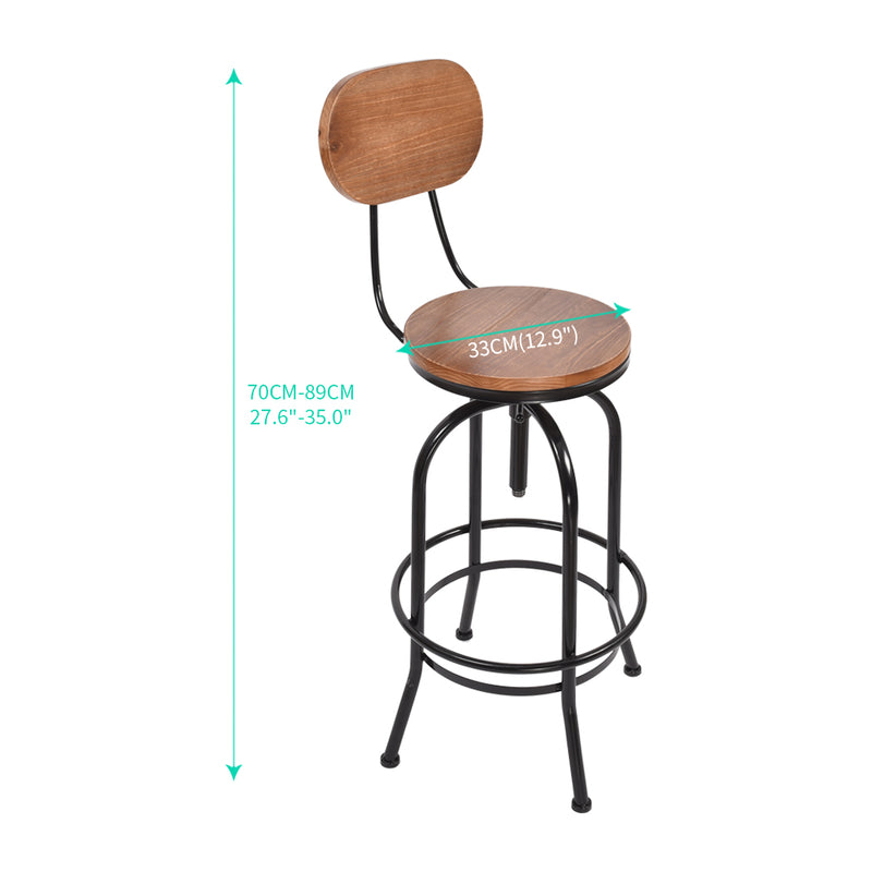 Levede Industrial Bar Stools Kitchen Stool Wooden Barstools Swivel Vintage Chair