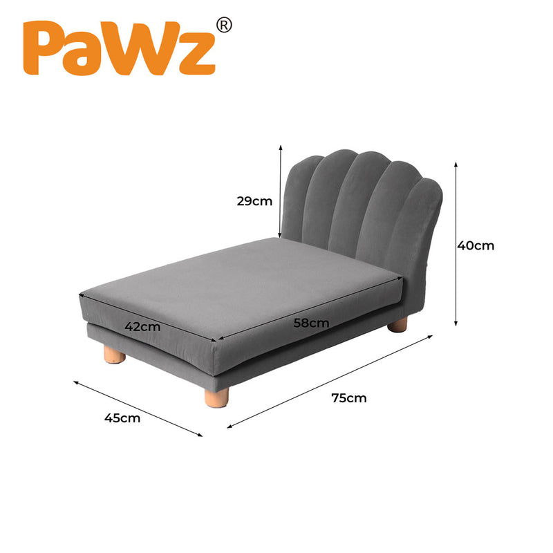 PaWz Luxury Pet Sofa Chaise Lounge Sofa Bed Cat Dog Beds Couch Sleeper Soft Grey